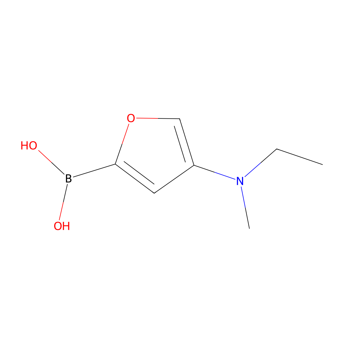 (4-(Ethyl(methyl)amino)furan-2-yl)boronic acid molecular structure, CAS 2225153-59-1