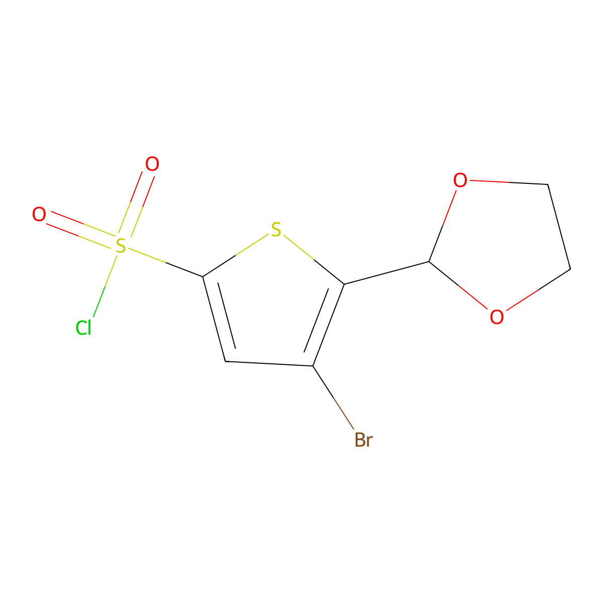 4-Bromo-5-(1,3-dioxolan-2-yl)thiophene-2-sulfonyl chloride molecular structure, CAS 2225154-11-8