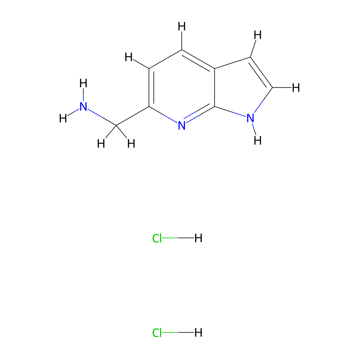 {1H-pyrrolo[2,3-b]pyridin-6-yl}methanamine dihydrochloride molecular structure, CAS 2225154-13-0