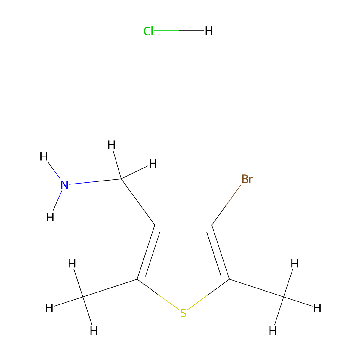 (4-Bromo-2,5-dimethylthiophen-3-yl)methanamine hydrochloride molecular structure, CAS 2225154-15-2
