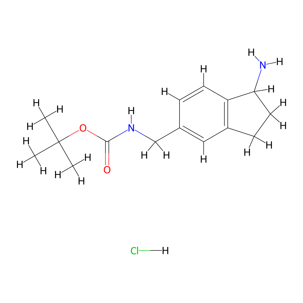 tert-butyl N-[(1-amino-2,3-dihydro-1H-inden-5-yl)methyl]carbamate hydrochloride molecular structure, CAS 2225154-18-5