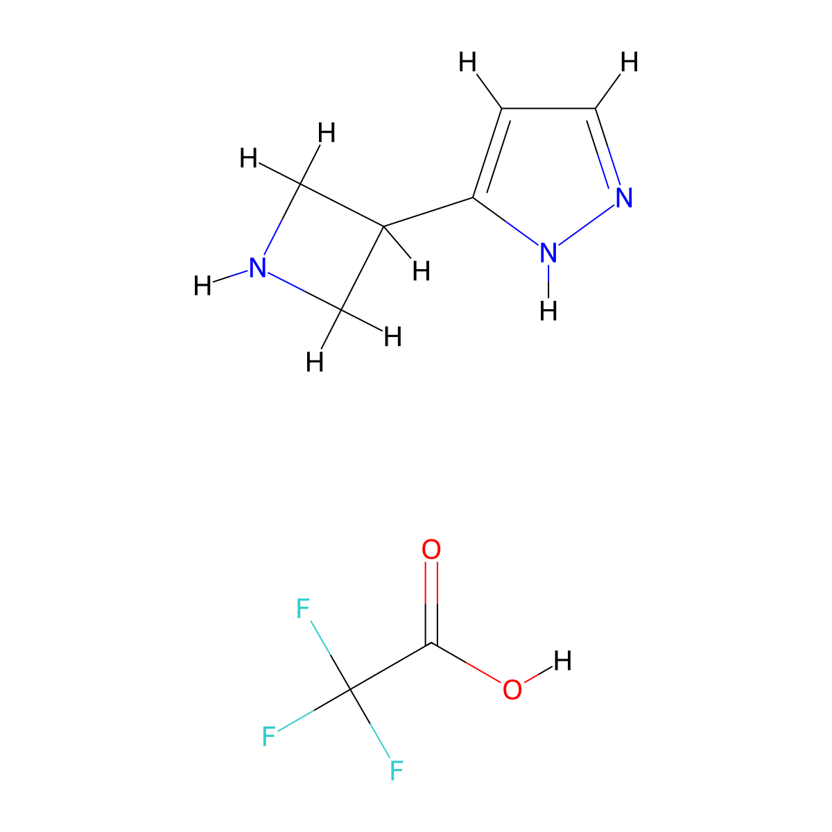 3-(azetidin-3-yl)-1H-pyrazole; trifluoroacetic acid molecular structure, CAS 2225154-19-6
