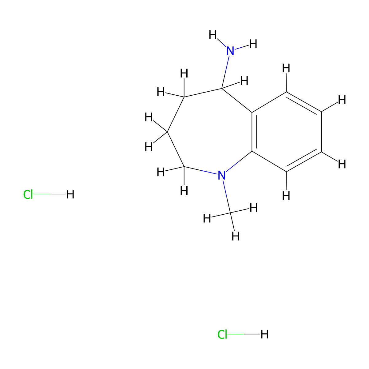 1-methyl-2,3,4,5-tetrahydro-1H-1-benzazepin-5-amine dihydrochloride molecular structure, CAS 2225154-20-9