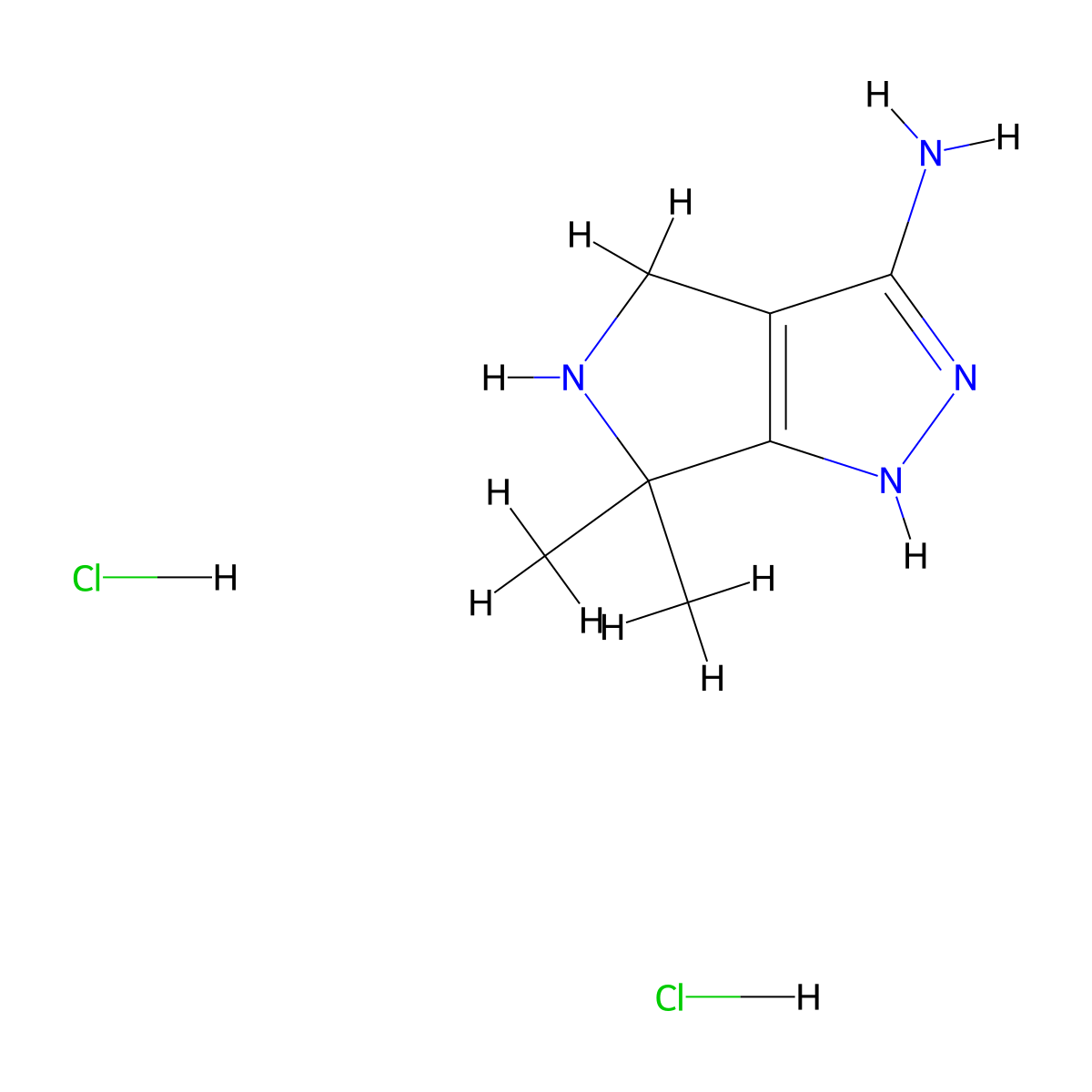 6,6-dimethyl-1H,4H,5H,6H-pyrrolo[3,4-c]pyrazol-3-amine dihydrochloride molecular structure, CAS 2225154-22-1