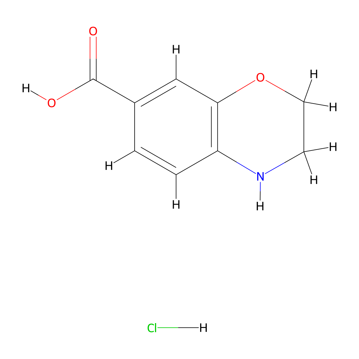 3,4-Dihydro-2h-1,4-benzoxazine-7-carboxylic acid hydrochloride molecular structure, CAS 2225154-32-3