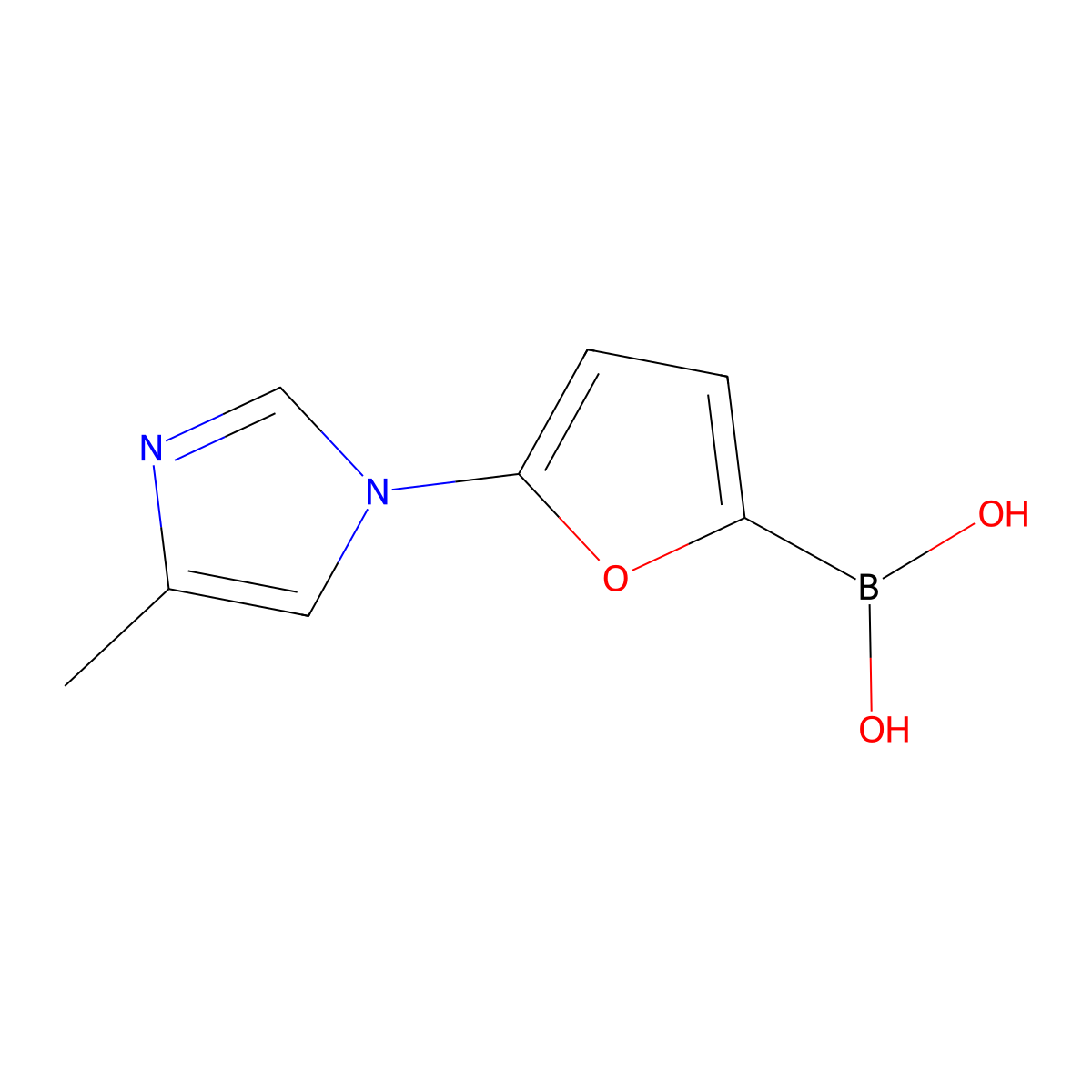 (5-(4-Methyl-1H-imidazol-1-yl)furan-2-yl)boronic acid molecular structure, CAS 2225154-34-5