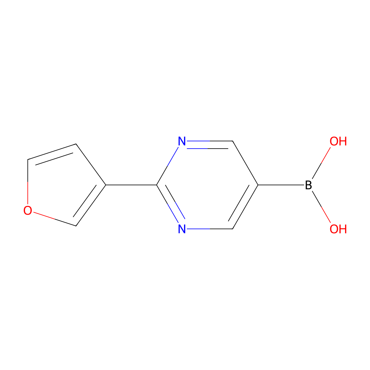 (2-(Furan-3-yl)pyrimidin-5-yl)boronic acid molecular structure, CAS 2225154-35-6