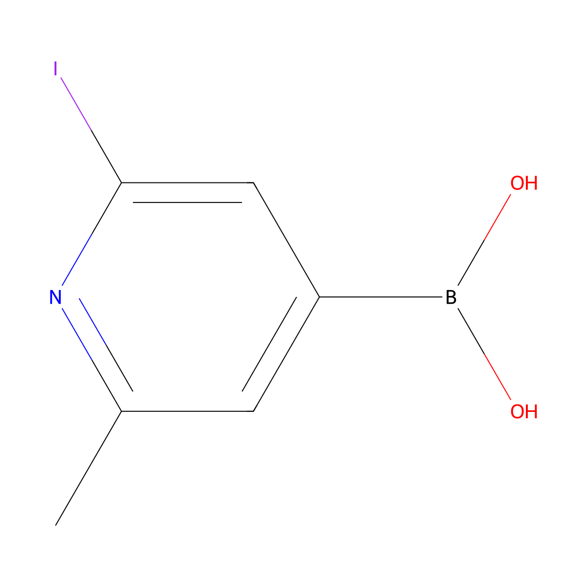 (2-Iodo-6-methylpyridin-4-yl)boronic acid molecular structure, CAS 2225154-39-0