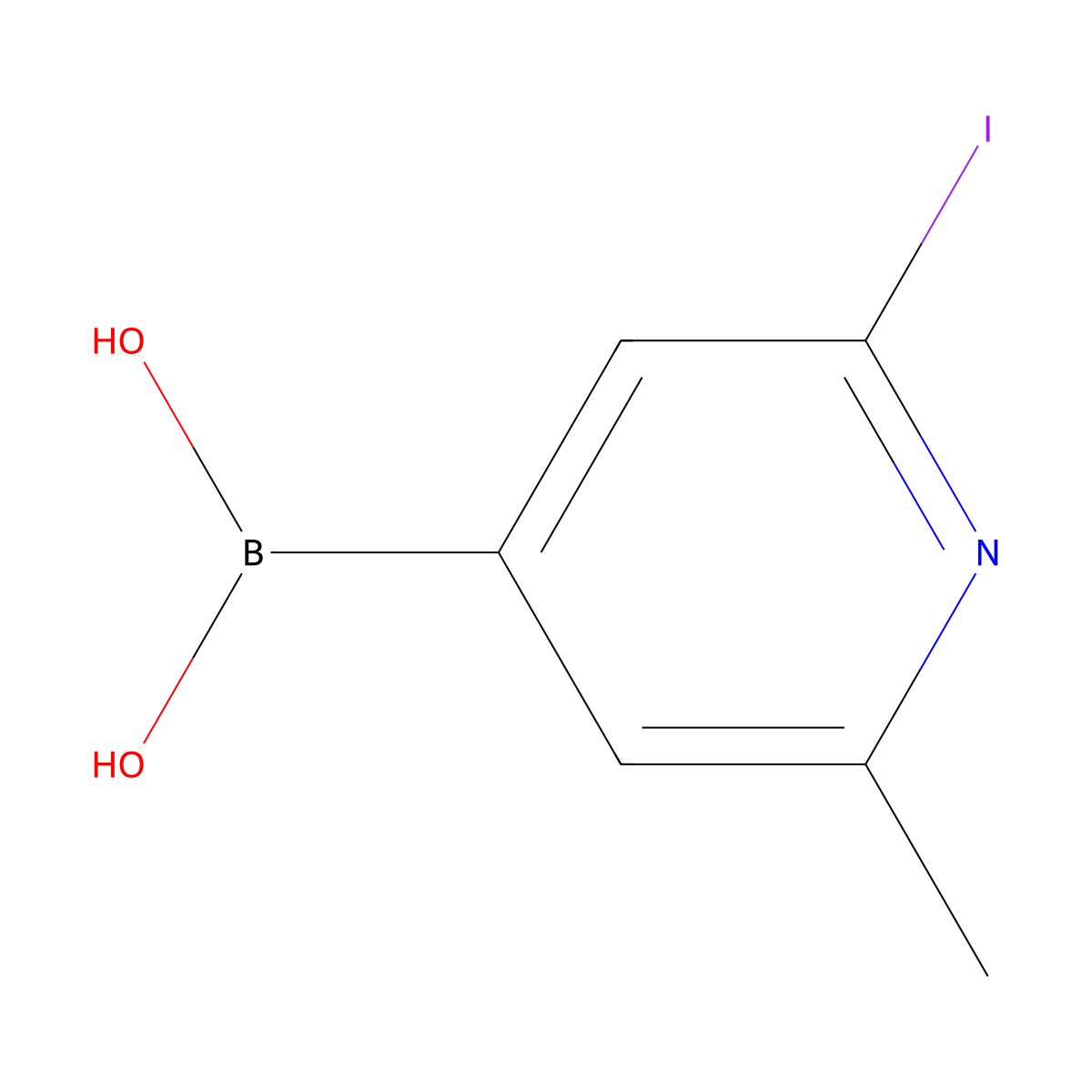 (2-Iodo-6-methylpyridin-4-yl)boronic acid molecular structure, CAS 2225154-39-0