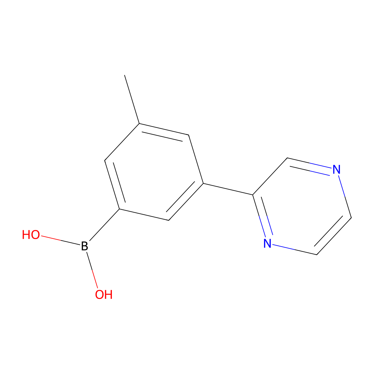 (3-Methyl-5-(pyrazin-2-yl)phenyl)boronic acid molecular structure, CAS 2225154-40-3