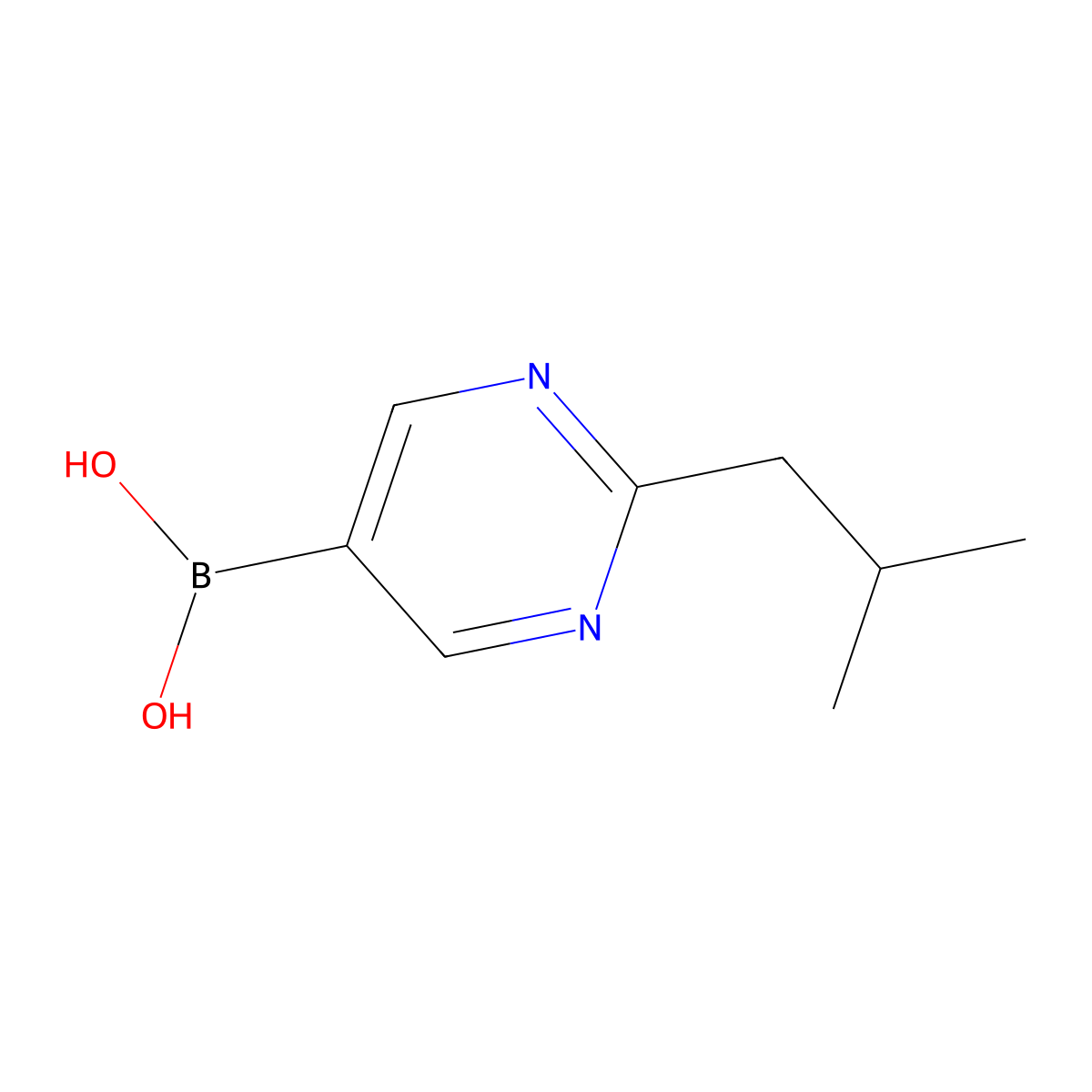 (2-Isobutylpyrimidin-5-yl)boronic acid molecular structure, CAS 2225154-43-6