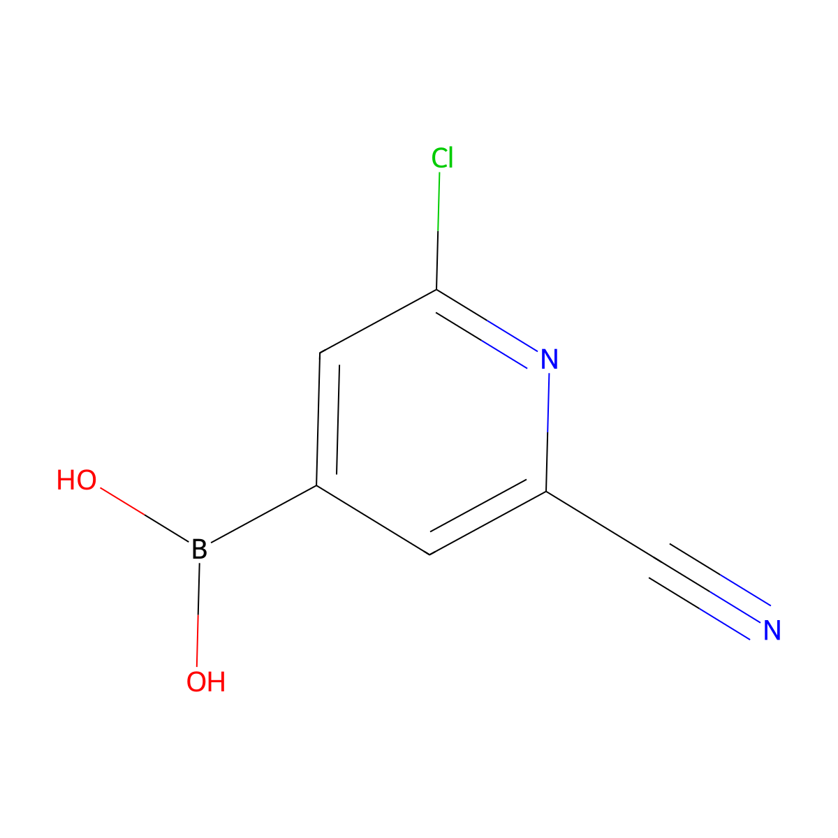 (2-Chloro-6-cyanopyridin-4-YL)boronic acid molecular structure, CAS 2225154-46-9