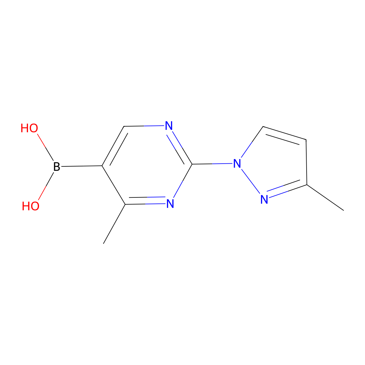 (4-Methyl-2-(3-methyl-1H-pyrazol-1-yl)pyrimidin-5-yl)boronic acid molecular structure, CAS 2225154-48-1