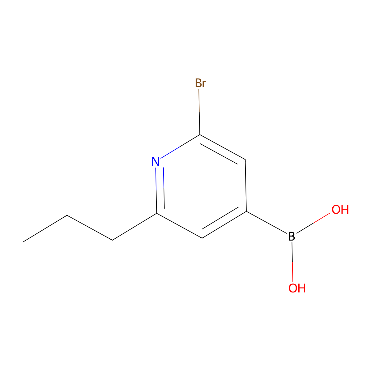 (2-Bromo-6-propylpyridin-4-yl)boronic acid molecular structure, CAS 2225154-52-7