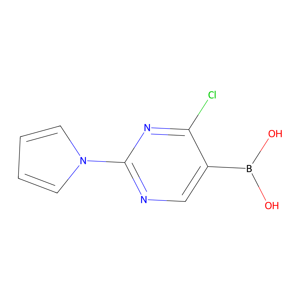 (4-Chloro-2-(1H-pyrrol-1-yl)pyrimidin-5-yl)boronic acid molecular structure, CAS 2225154-53-8