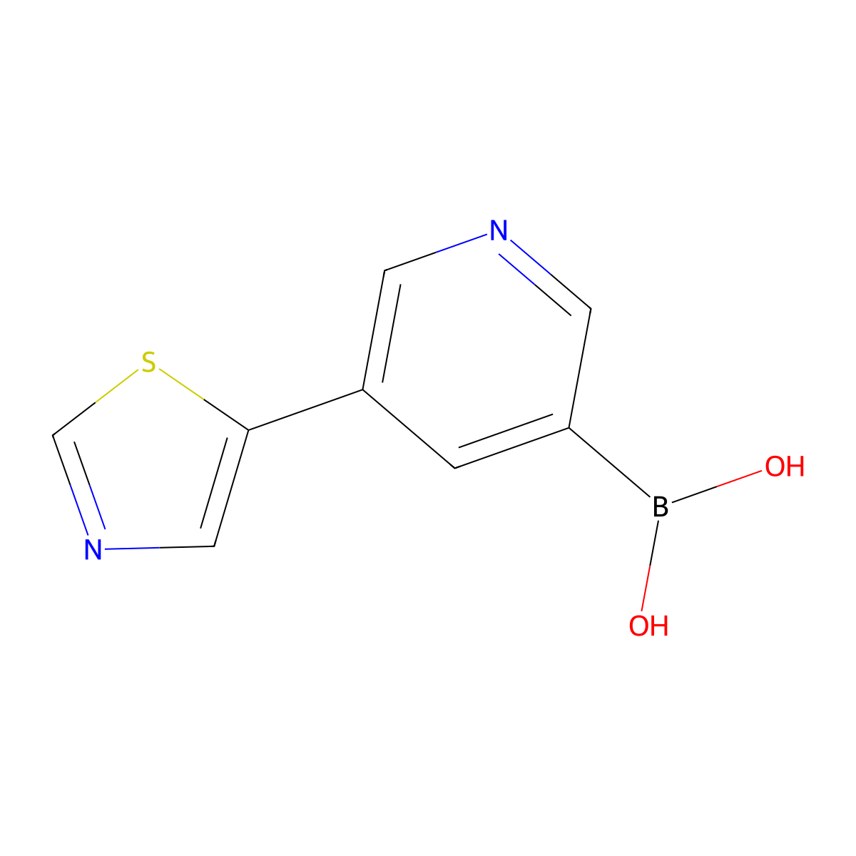 (5-(Thiazol-5-yl)pyridin-3-yl)boronic acid molecular structure, CAS 2225154-58-3