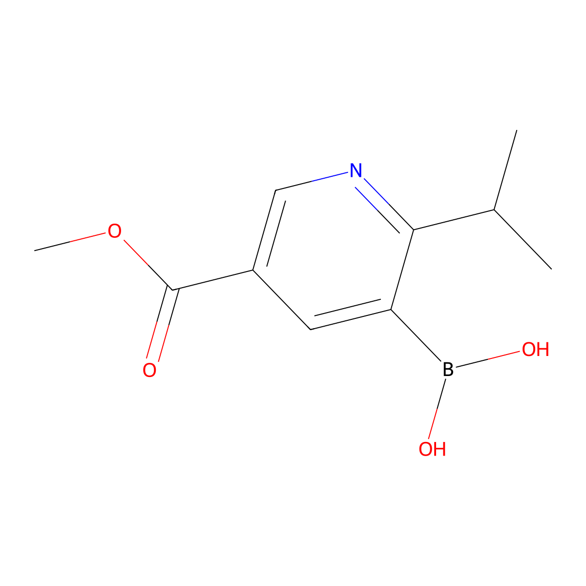 (2-Isopropyl-5-(methoxycarbonyl)pyridin-3-yl)boronic acid molecular structure, CAS 2225154-67-4