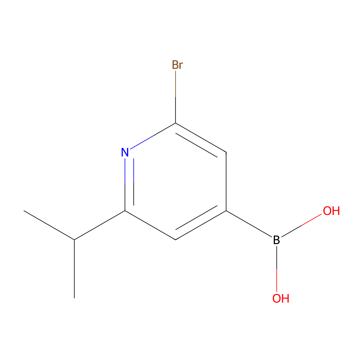 (2-Bromo-6-isopropylpyridin-4-yl)boronic acid molecular structure, CAS 2225154-68-5