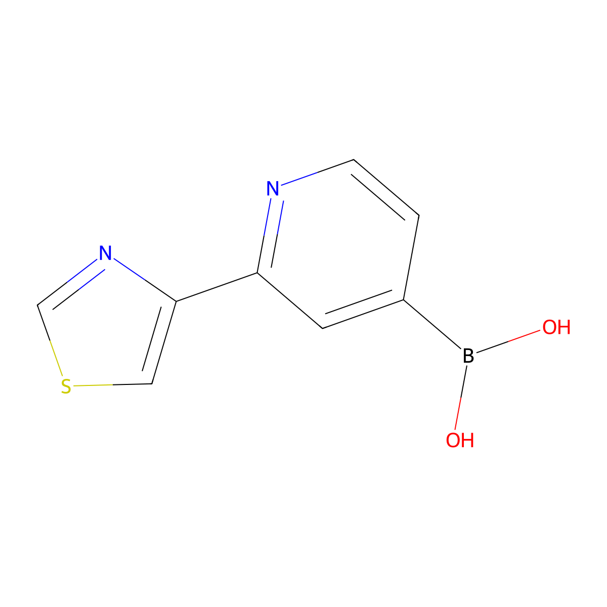 (2-(Thiazol-4-yl)pyridin-4-yl)boronic acid molecular structure, CAS 2225154-69-6