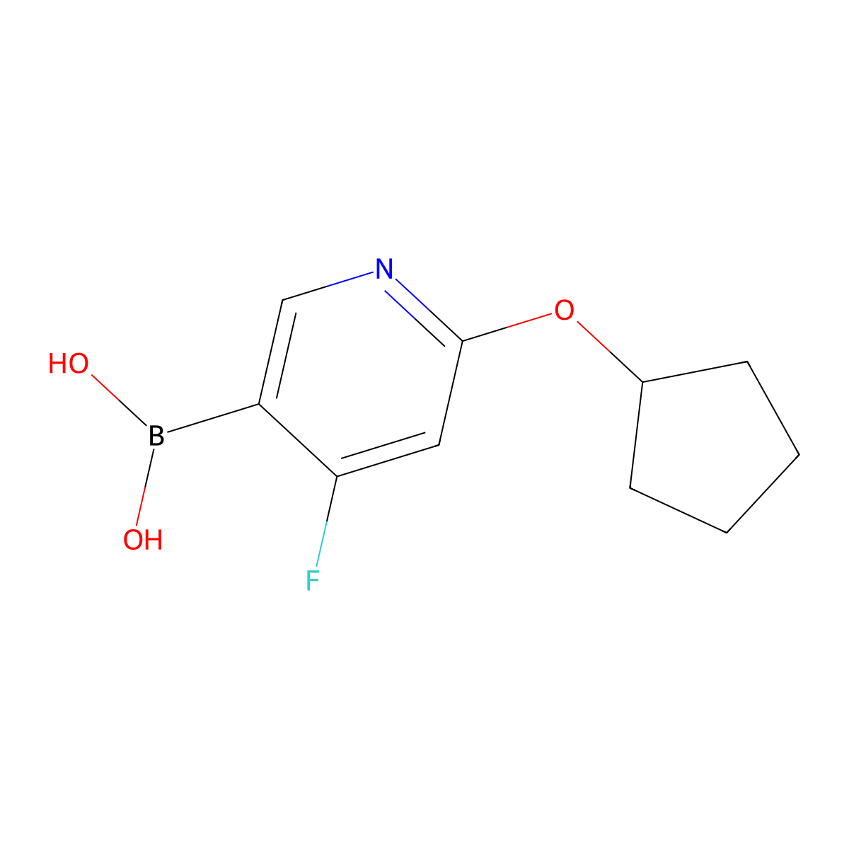 (6-(Cyclopentyloxy)-4-fluoropyridin-3-yl)boronic acid molecular structure, CAS 2225154-73-2