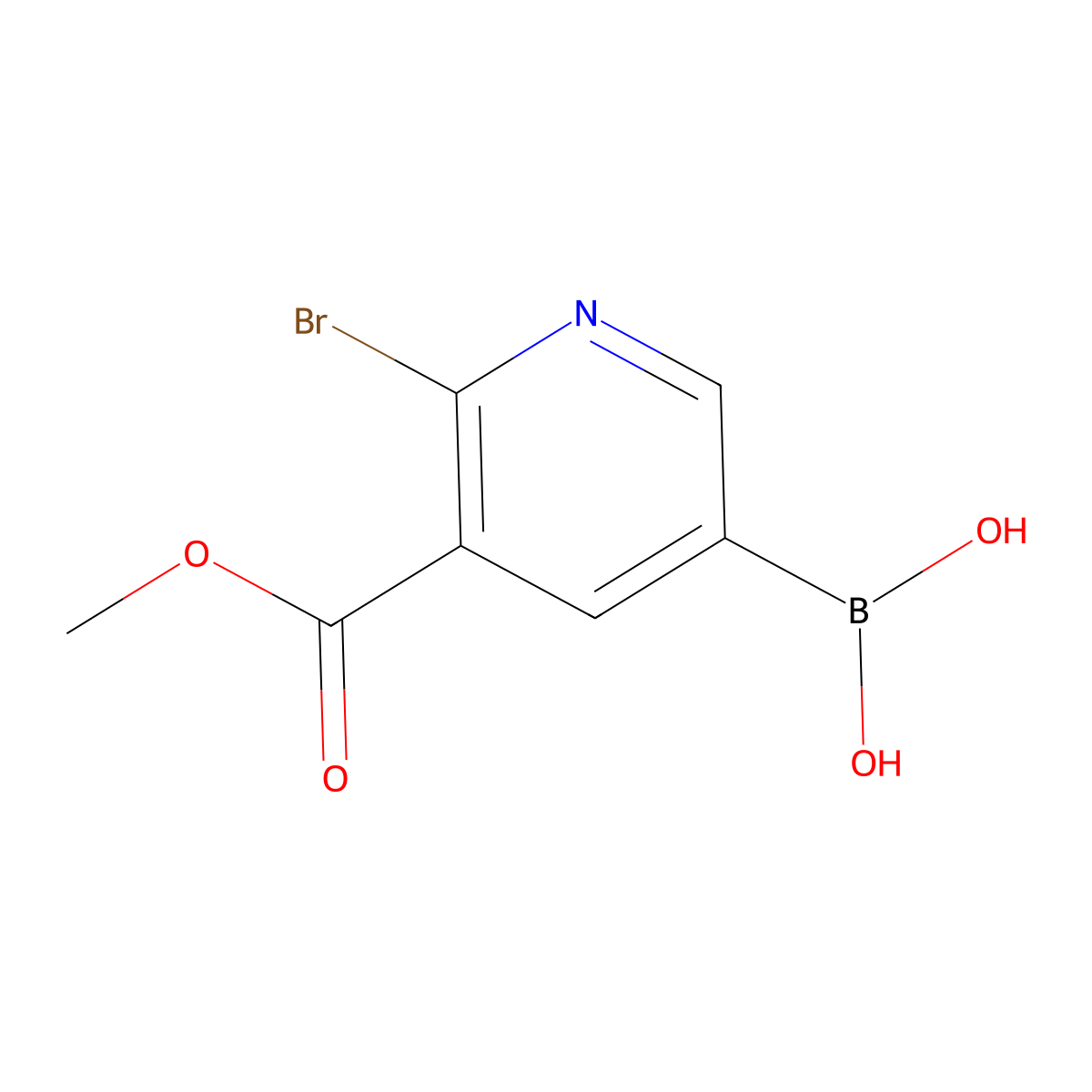 6-Bromo-5-(methoxycarbonyl)pyridine-3-boronic acid molecular structure, CAS 2225154-74-3