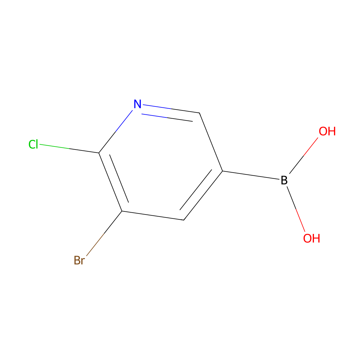 (5-Bromo-6-chloropyridin-3-yl)boronic acid molecular structure, CAS 2225154-79-8