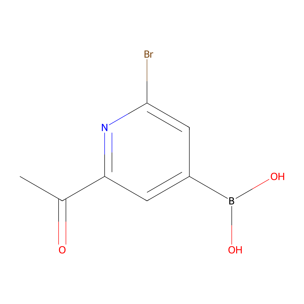 (2-Acetyl-6-bromopyridin-4-YL)boronic acid molecular structure, CAS 2225154-85-6