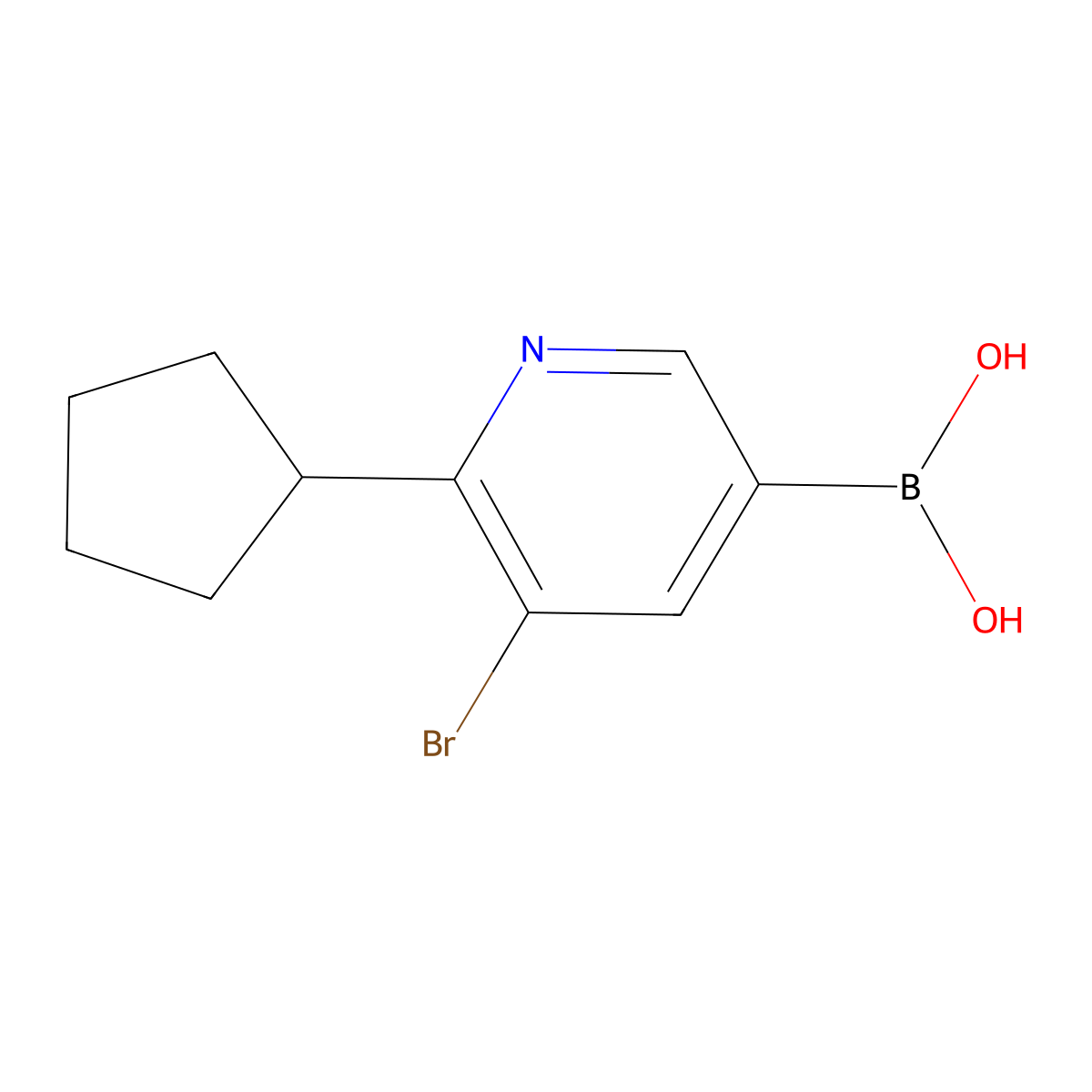 5-Bromo-6-cyclopentylpyridine-3-boronic acid molecular structure, CAS 2225154-86-7