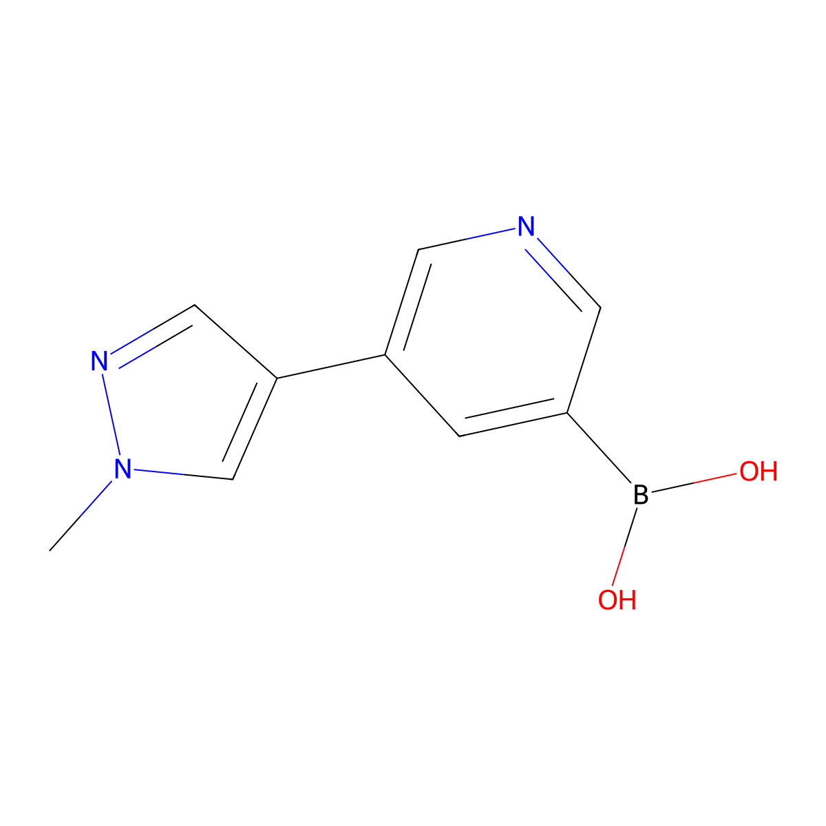 5-(1-Methyl-1H-pyrazol-4-YL)pyridine-3-boronic acid molecular structure, CAS 2225154-88-9