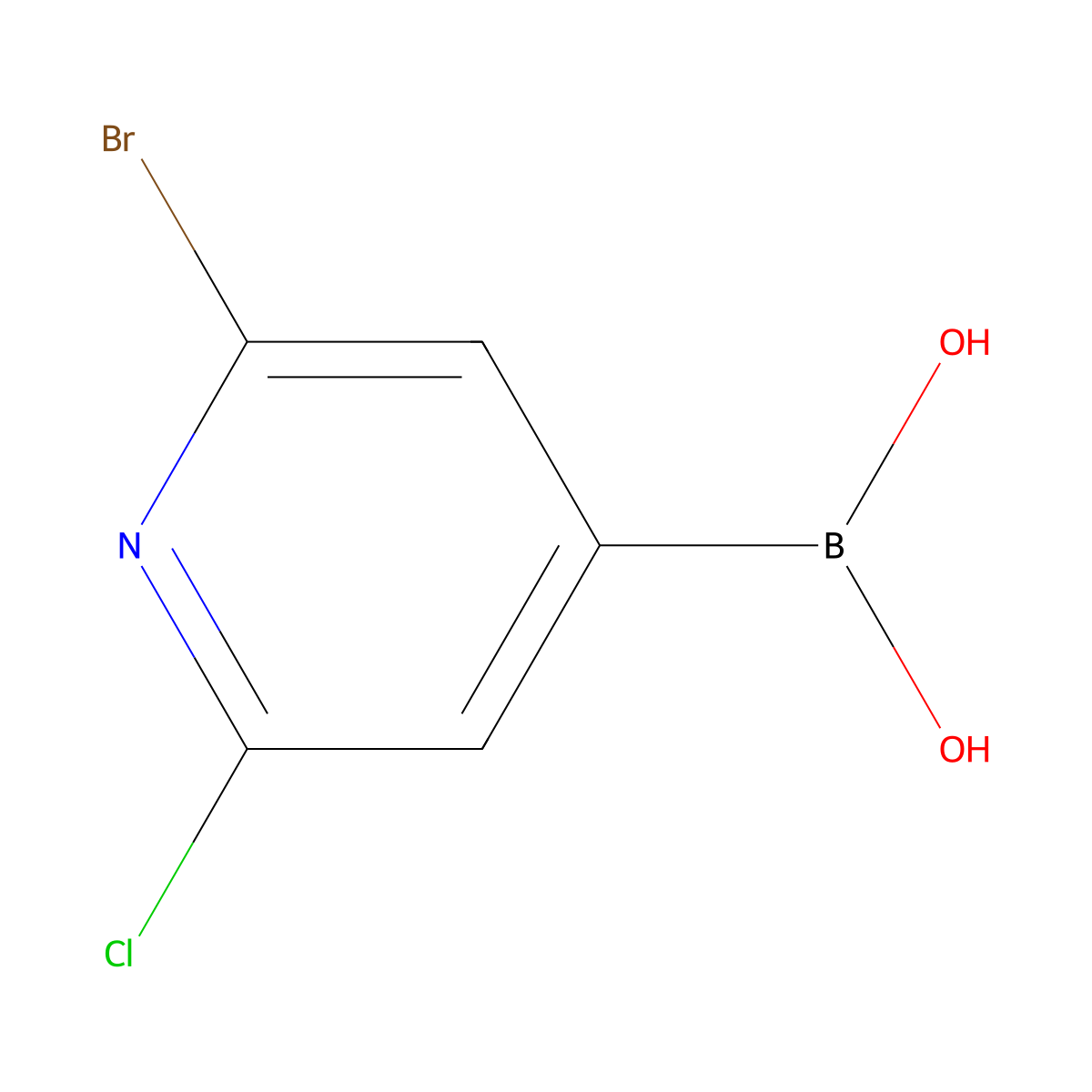 (2-Bromo-6-chloropyridin-4-YL)boronic acid molecular structure, CAS 2225154-90-3