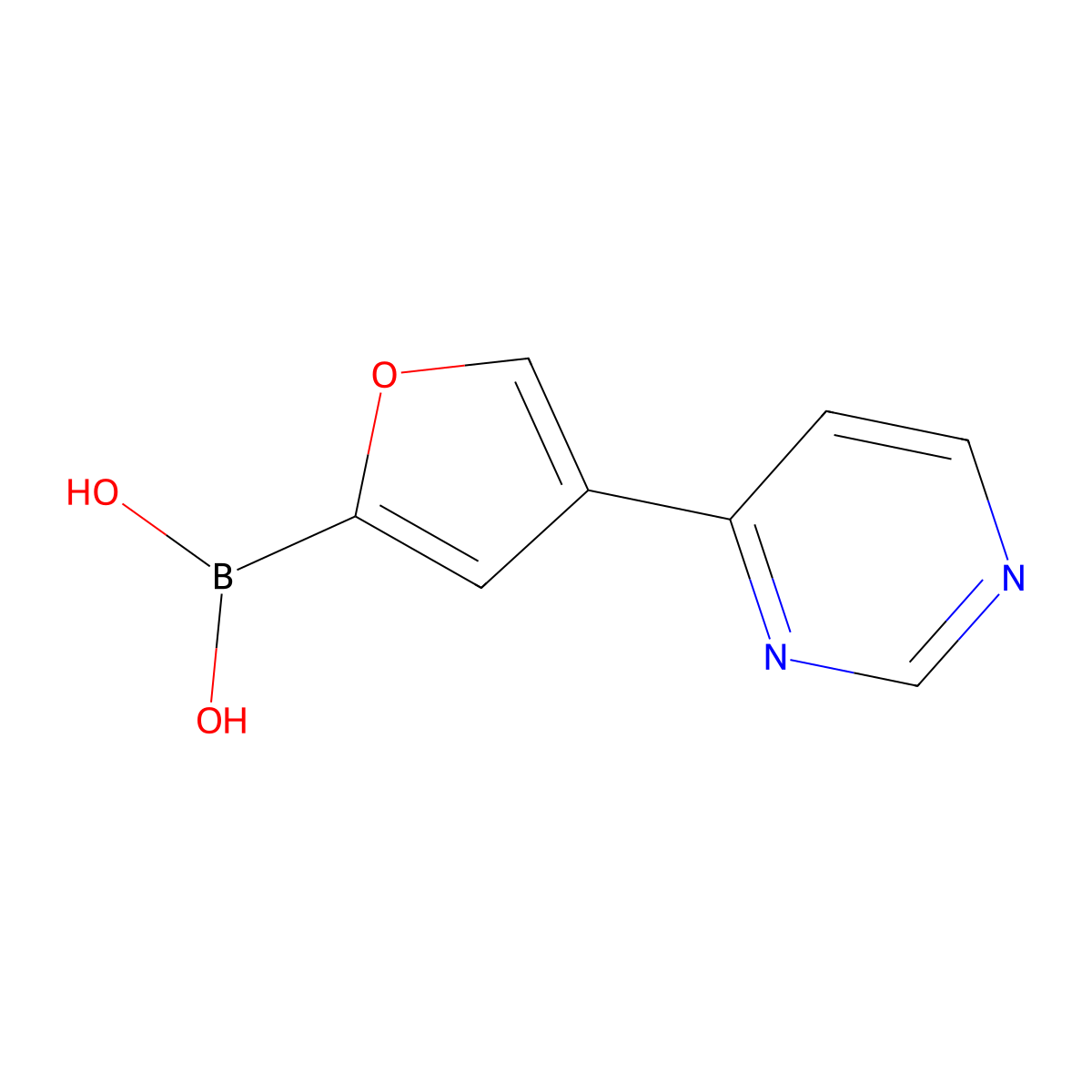 (4-(Pyrimidin-4-yl)furan-2-yl)boronic acid molecular structure, CAS 2225154-93-6