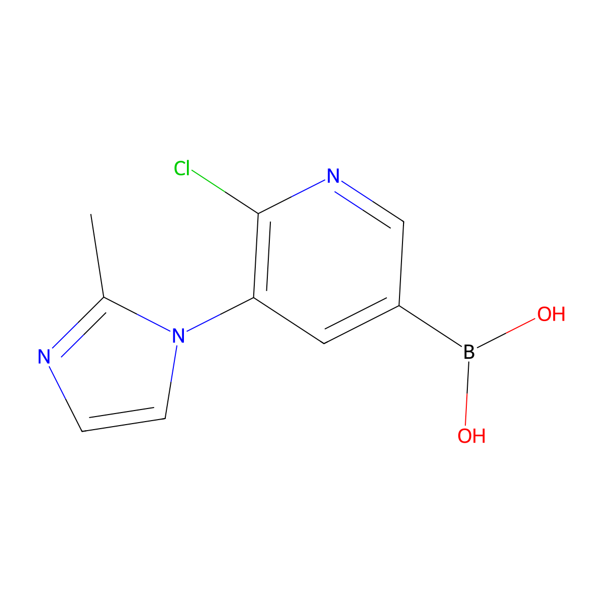 6-Chloro-5-(2-methylimidazol-1-yl)pyridine-3-boronic acid molecular structure, CAS 2225154-95-8