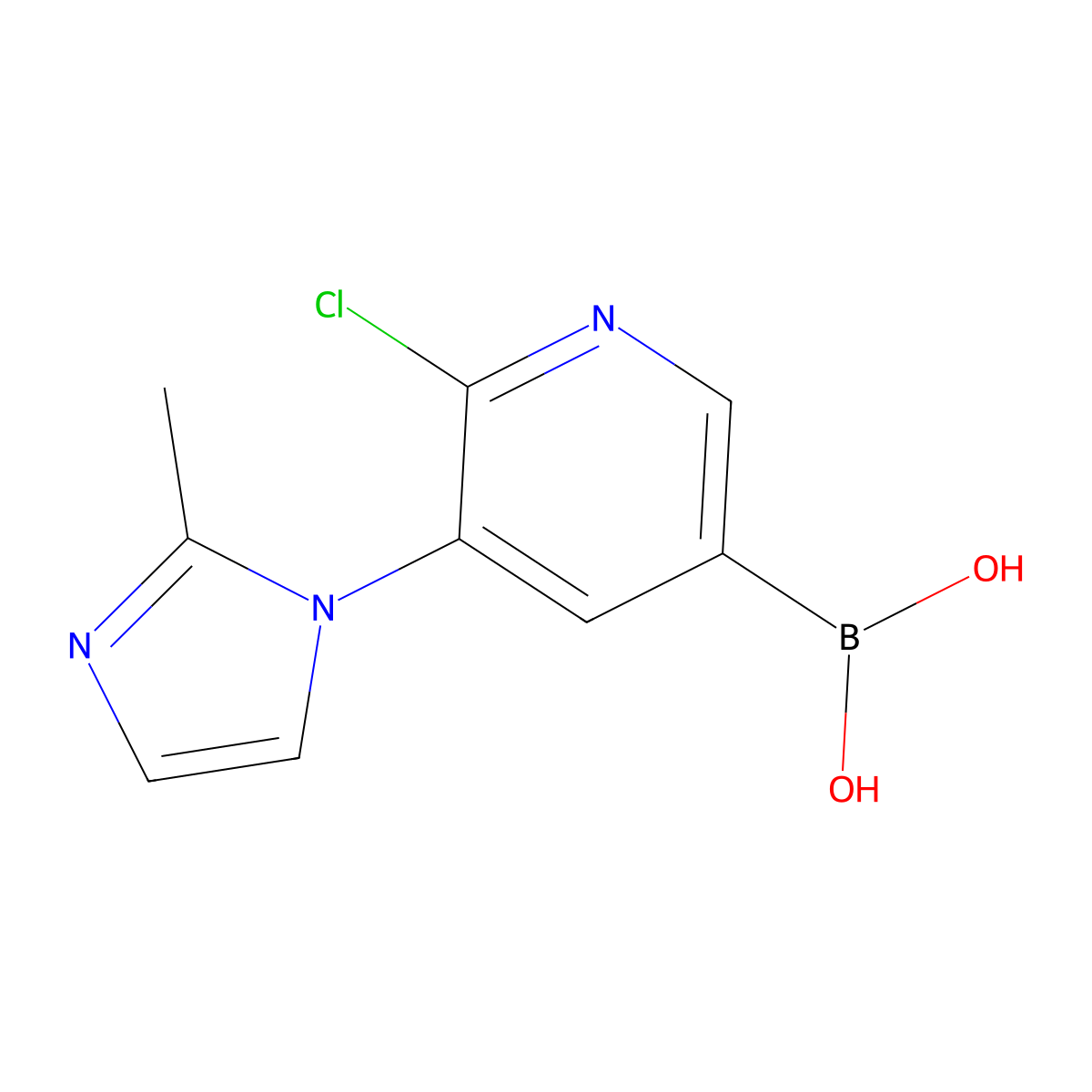 6-Chloro-5-(2-methylimidazol-1-yl)pyridine-3-boronic acid molecular structure, CAS 2225154-95-8