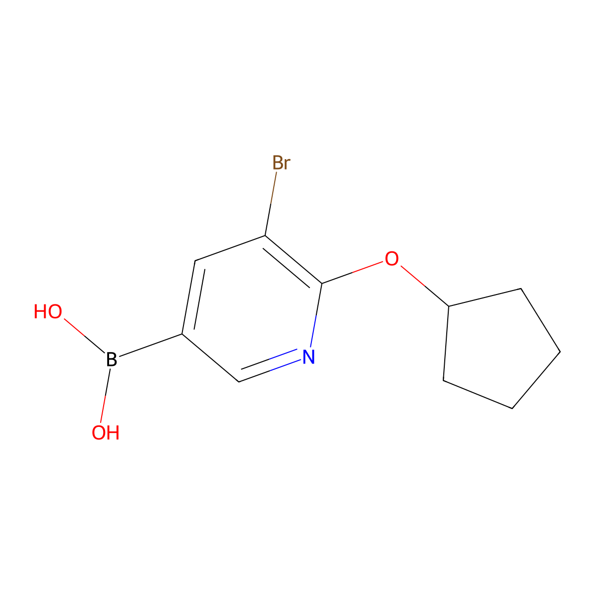 5-Bromo-6-(cyclopentoxy)pyridine-3-boronic acid molecular structure, CAS 2225154-97-0