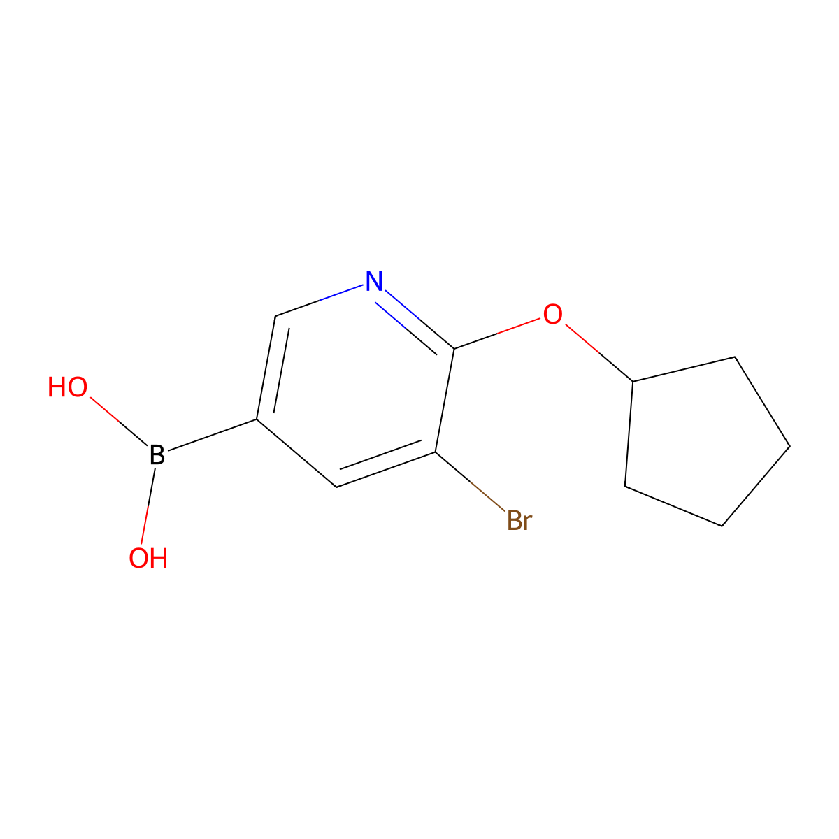 5-Bromo-6-(cyclopentoxy)pyridine-3-boronic acid molecular structure, CAS 2225154-97-0