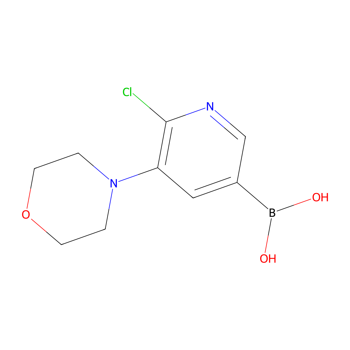 6-Chloro-5-(morpholino)pyridine-3-boronic acid molecular structure, CAS 2225154-98-1