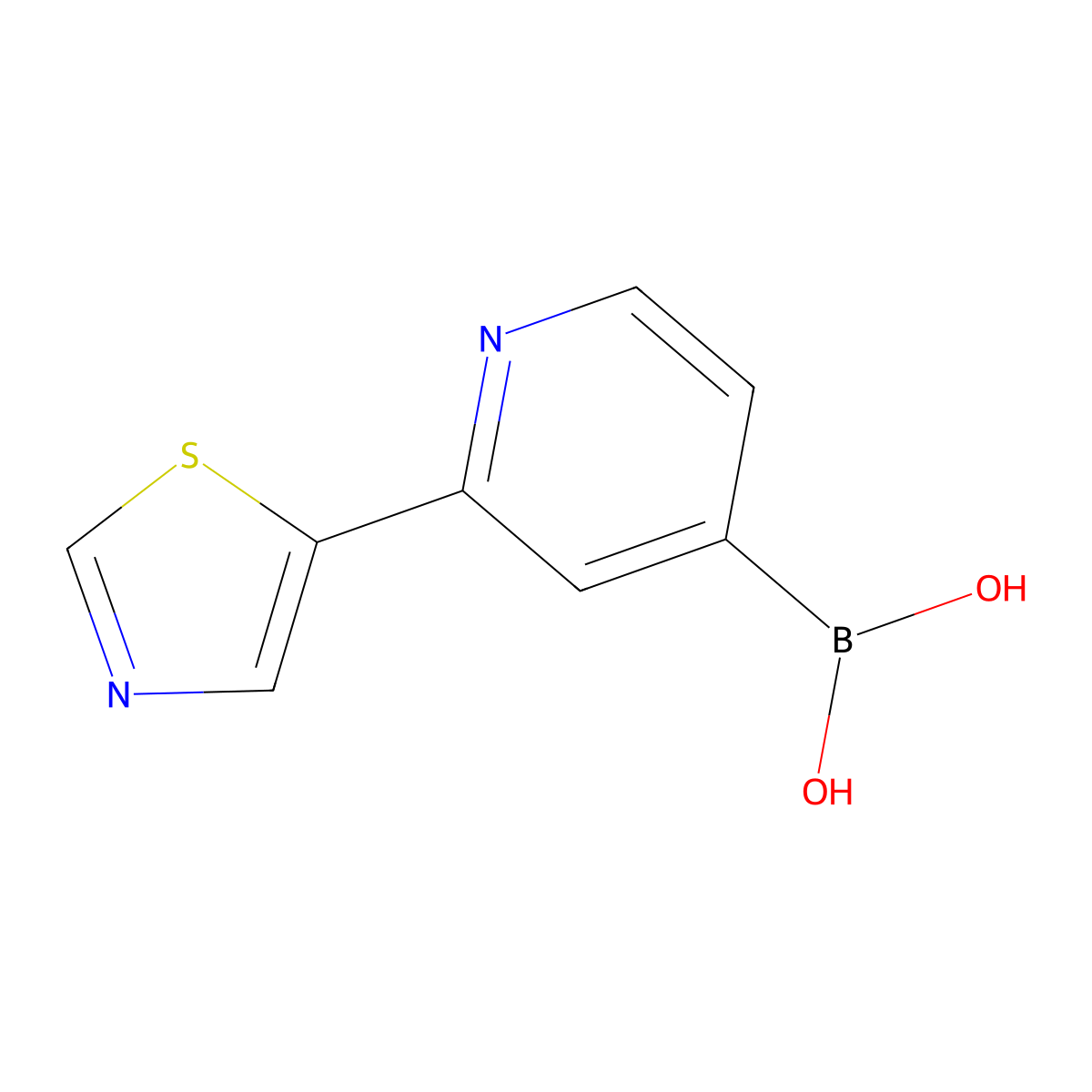 (2-(Thiazol-5-yl)pyridin-4-yl)boronic acid molecular structure, CAS 2225155-00-8