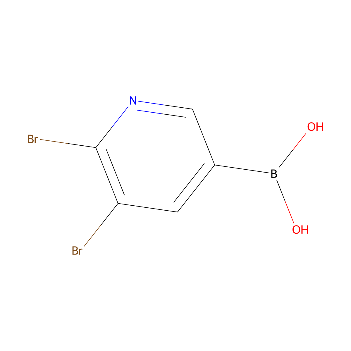 5,6-Dibromopyridine-3-boronic acid molecular structure, CAS 2225155-03-1