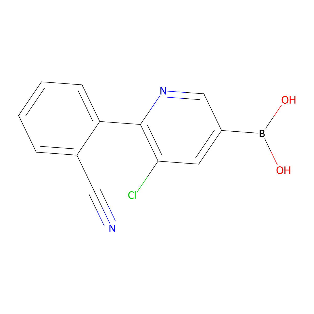(5-Chloro-6-(2-cyanophenyl)pyridin-3-yl)boronic acid molecular structure, CAS 2225155-05-3