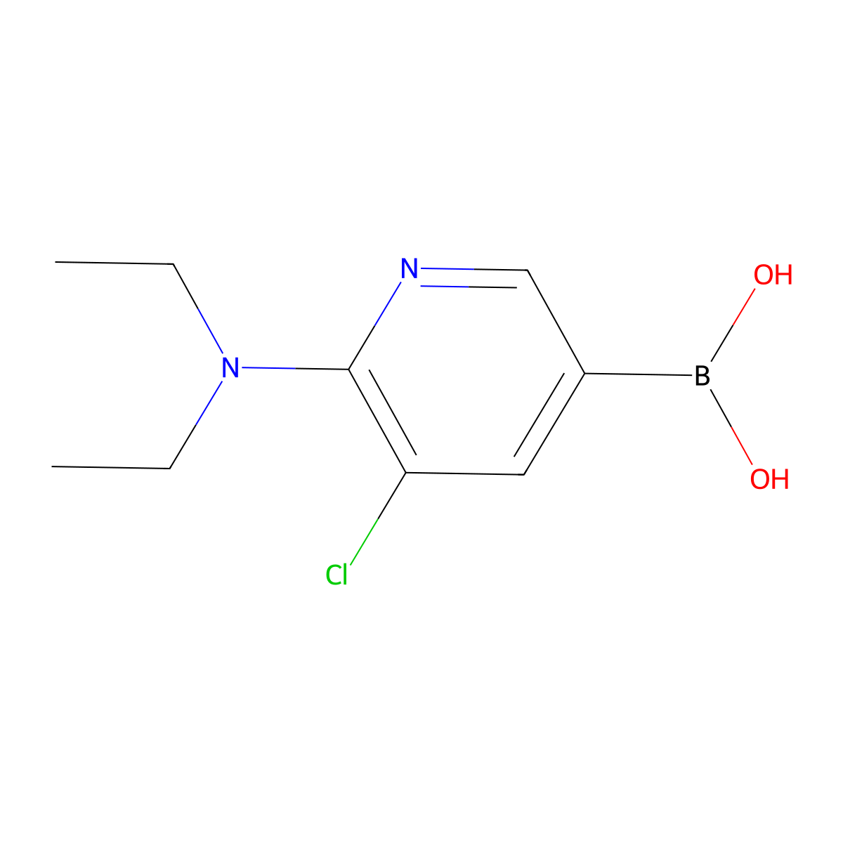 5-Chloro-6-diethylaminopyridine-3-boronic acid molecular structure, CAS 2225155-06-4