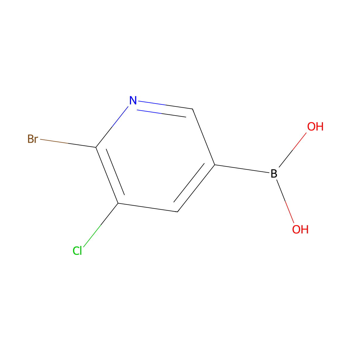 2-Bromo-3-chloropyridine-5-boronic acid molecular structure, CAS 2225155-07-5