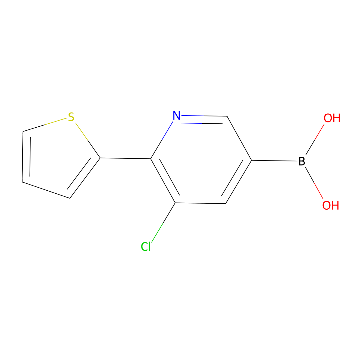 Boronic acid, B-[5-chloro-6-(2-thienyl)-3-pyridinyl]- molecular structure, CAS 2225155-08-6