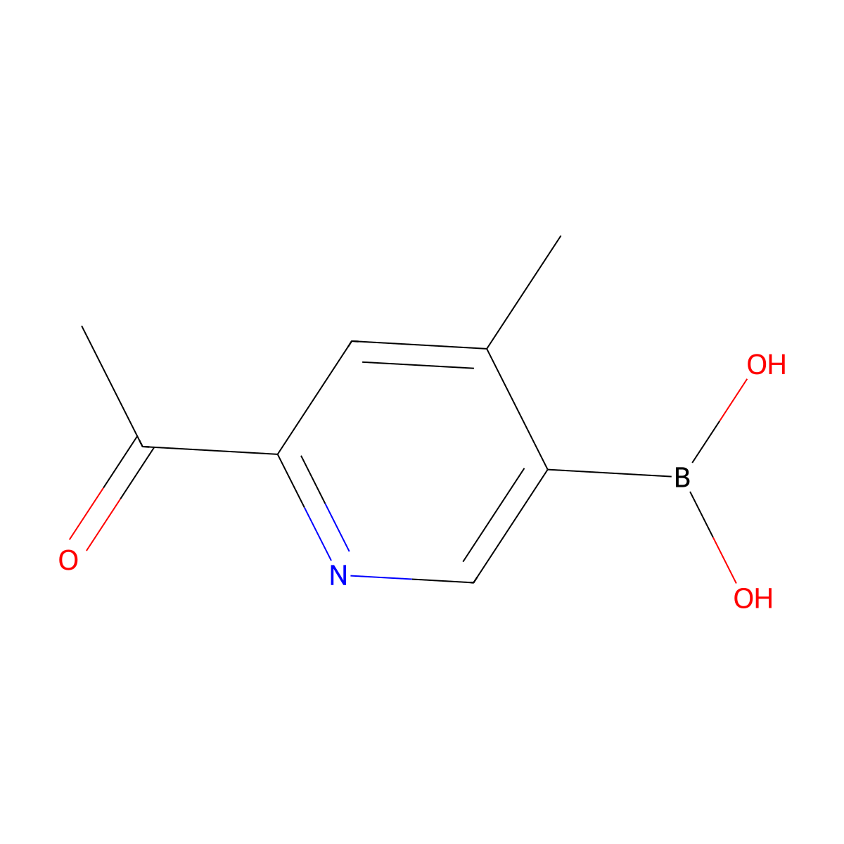 4-Methyl-6-acetylpyridine-3-boronic acid molecular structure, CAS 2225155-09-7