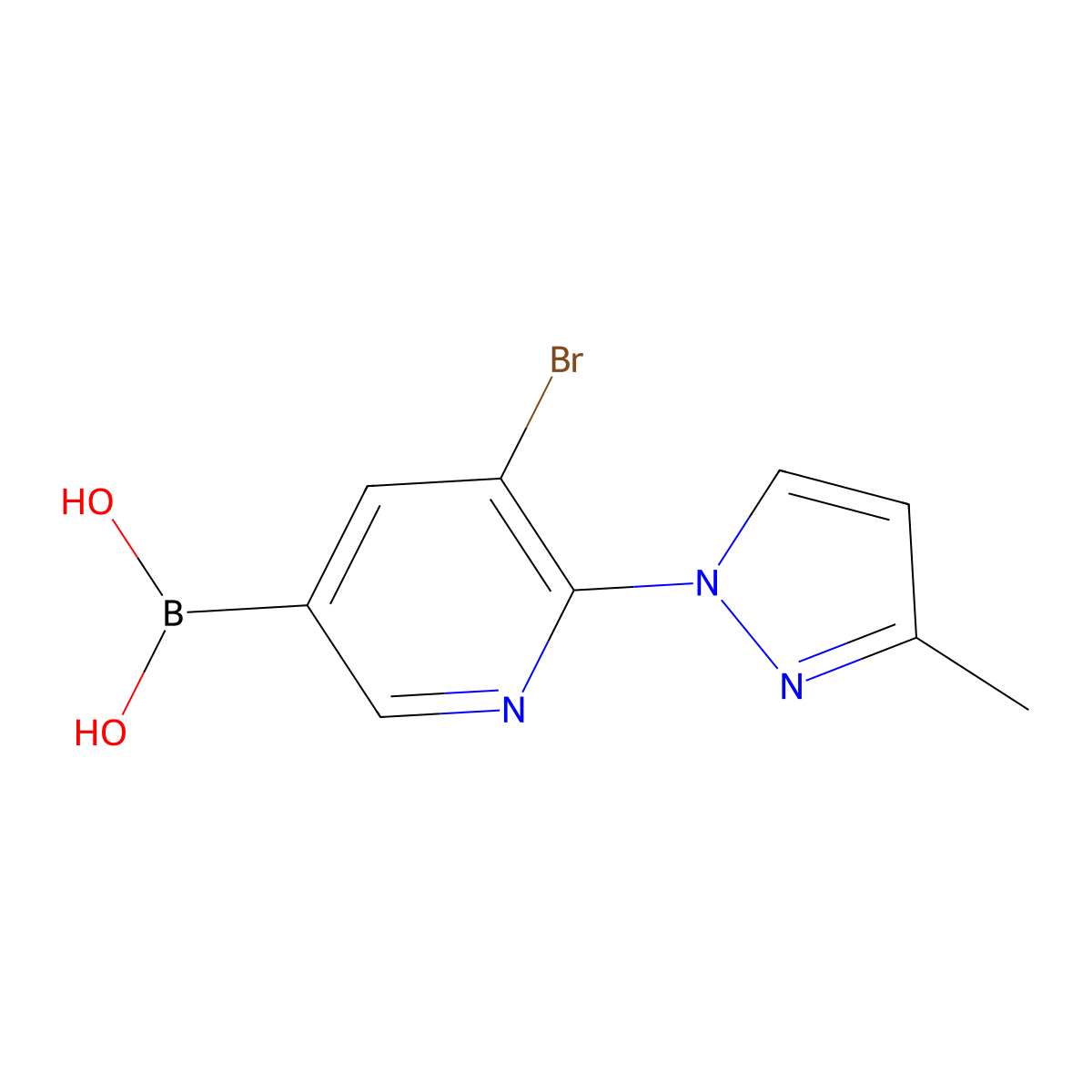 (5-Bromo-6-(3-methyl-1H-pyrazol-1-yl)pyridin-3-yl)boronic acid molecular structure, CAS 2225155-10-0