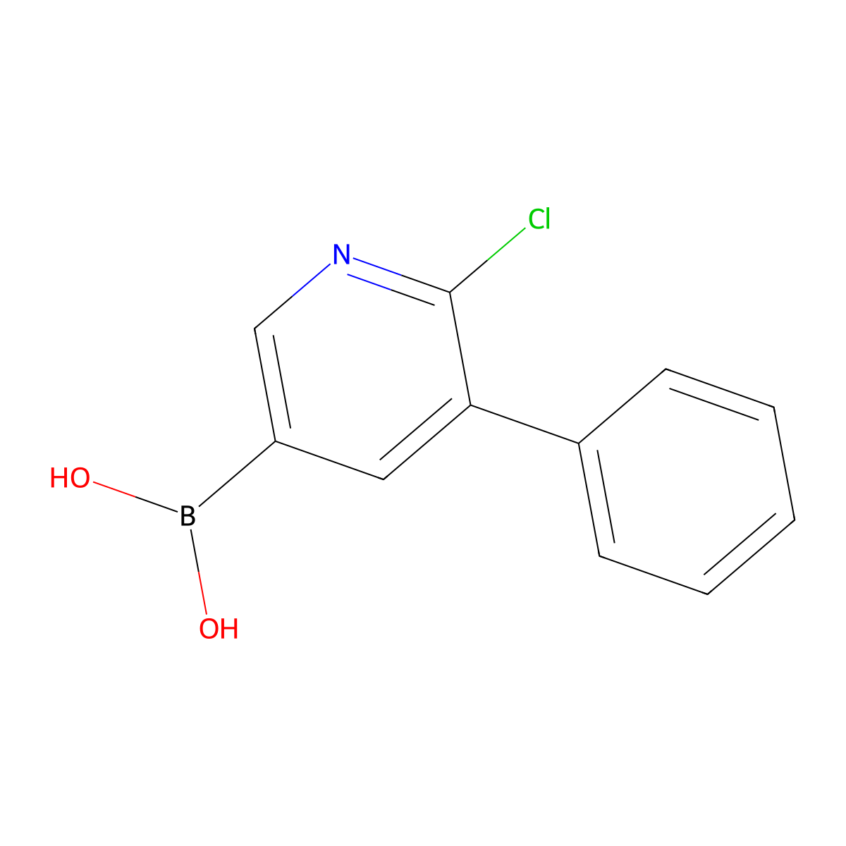 6-Chloro-5-phenylpyridine-3-boronic acid molecular structure, CAS 2225155-12-2