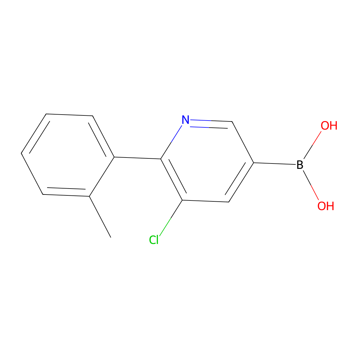 (5-Chloro-6-(o-tolyl)pyridin-3-yl)boronic acid molecular structure, CAS 2225155-14-4