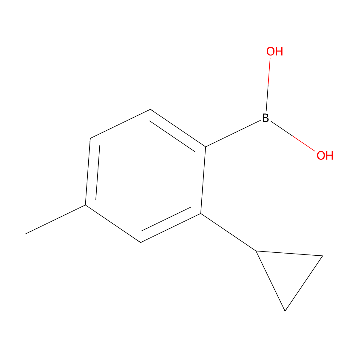 (2-Cyclopropyl-4-methylphenyl)boronic acid molecular structure, CAS 2225155-15-5