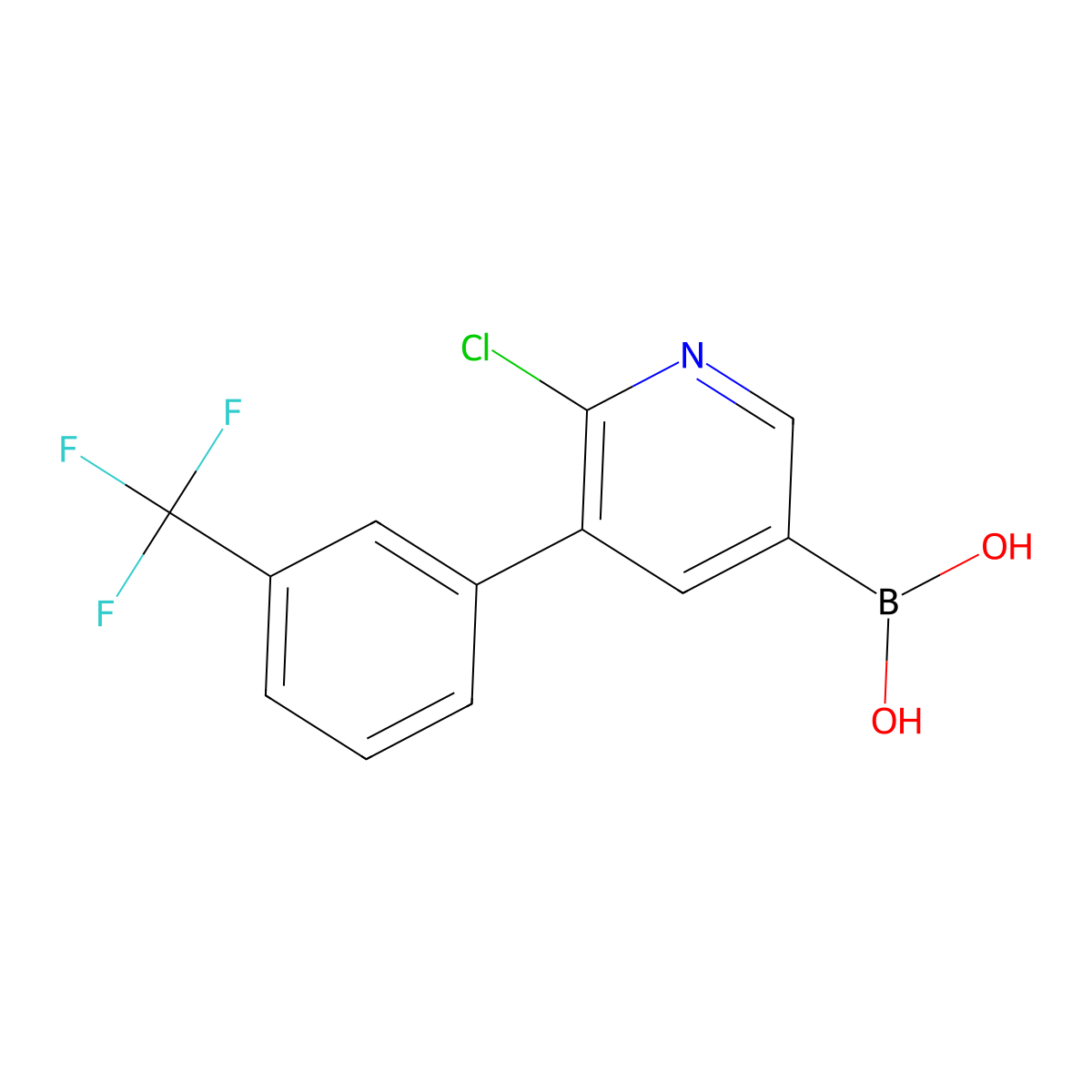 6-Chloro-5-(3-trifluoromethylphenyl)pyridine-3-boronic acid molecular structure, CAS 2225155-16-6