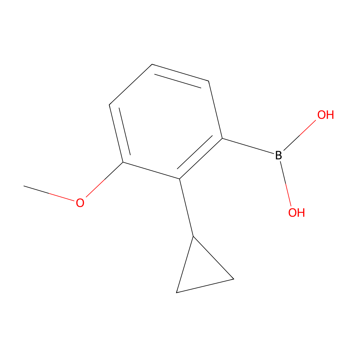 2-Cyclopropyl-3-methoxyphenylboronic acid molecular structure, CAS 2225155-19-9