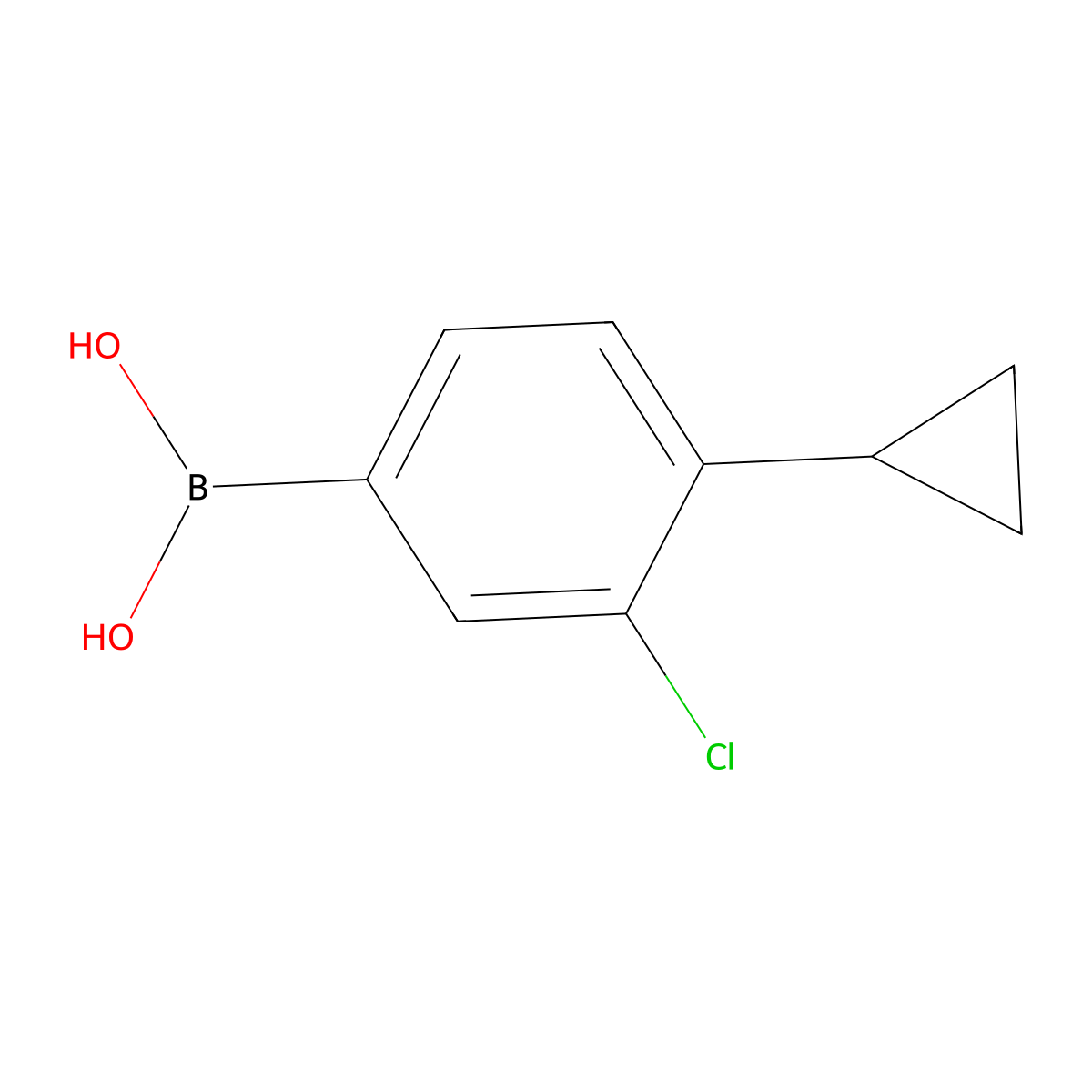 (3-Chloro-4-cyclopropylphenyl)boronic acid molecular structure, CAS 2225155-20-2